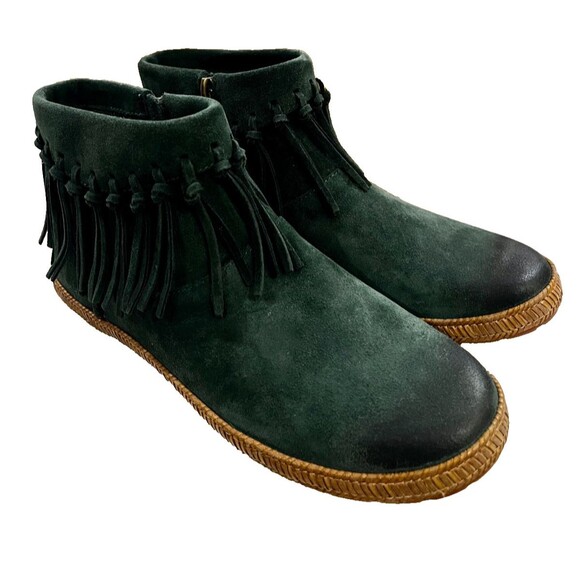 UGG Shenandoah Pine Suede Fringe Boho Western Ankle Boots Size 8.5 Green NEW NIB - Picture 14 of 16